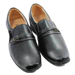 Buy Branded Formal Shoes for Men for Semi-Formal Leather Footwear - Black (Look & Gold) - Image 3