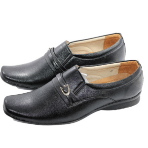 Buy Branded Formal Shoes for Men for Semi-Formal Leather Footwear - Black (Look & Gold) - Image 4